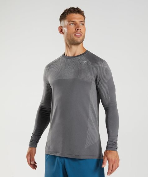 Men's Gymshark Apex Seamless Long Sleeve T-Shirts Grey | NZ 6SUKXI